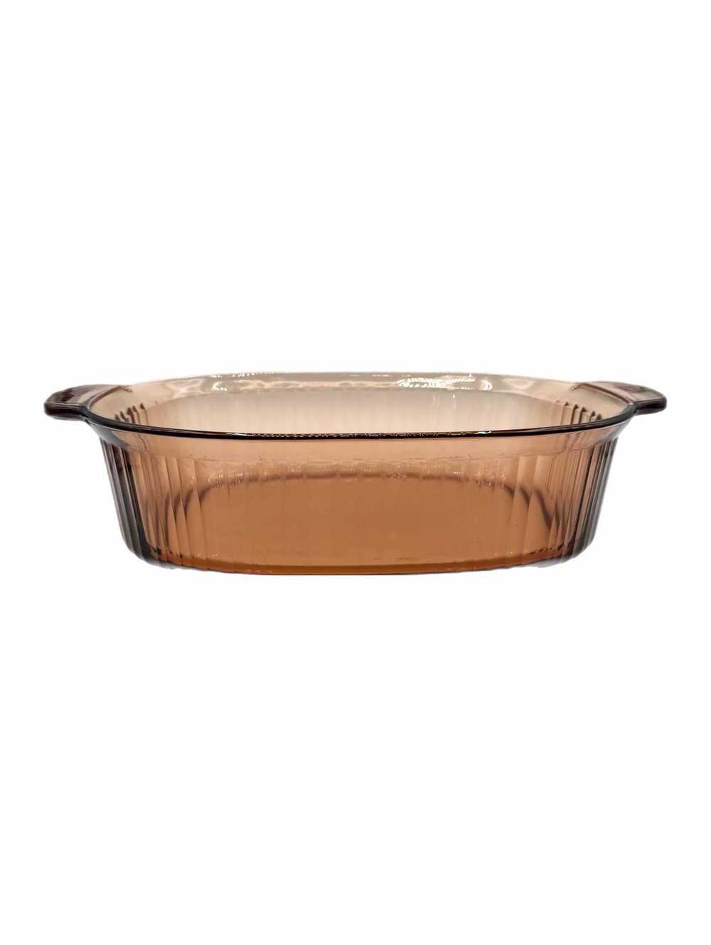 Vintage Corning Visions Amber Glass 4L Casserole Oval Roaster Dish V-20-B